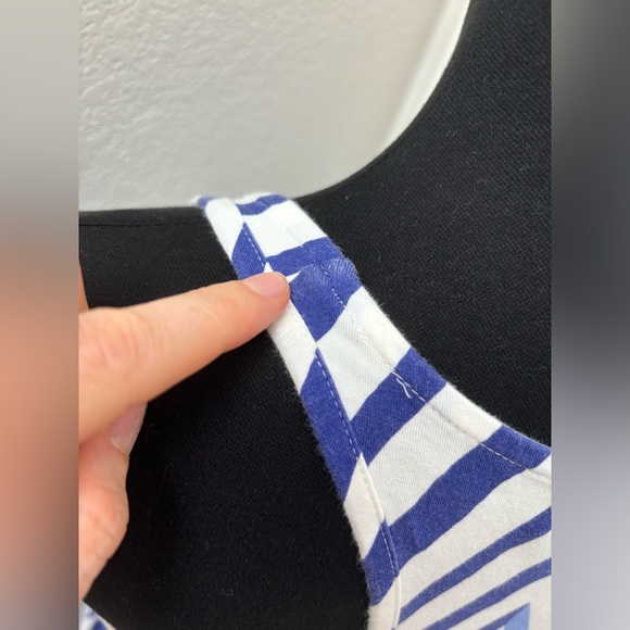 LOFT petite maxi dress cotton‎ knit stretchy xxsp summer nautical blue white - Picture 11 of 12